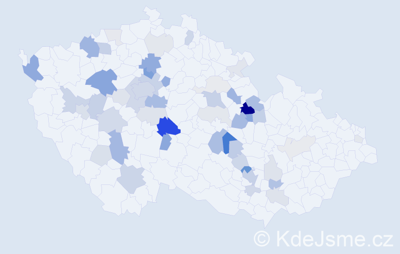 Příjmení: 'Boušek', počet výskytů 154 v celé ČR