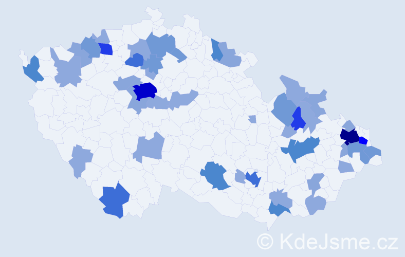 Příjmení: 'Šimo', počet výskytů 124 v celé ČR
