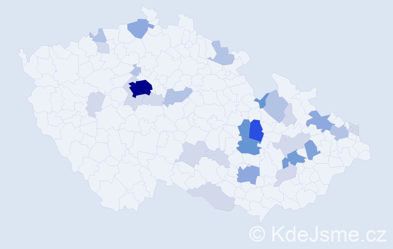 Příjmení: 'Kubitová', počet výskytů 89 v celé ČR