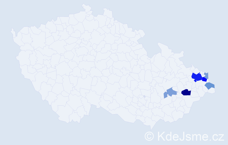 Příjmení: 'Kabieszová', počet výskytů 15 v celé ČR
