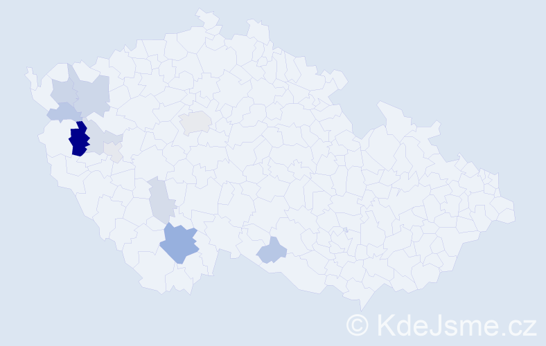 Příjmení: 'Kopet', počet výskytů 26 v celé ČR