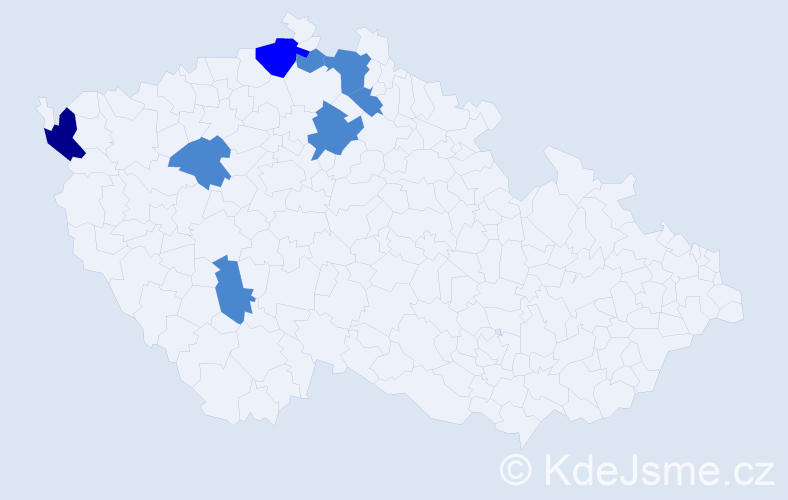 Příjmení: 'Tajbnerová', počet výskytů 11 v celé ČR