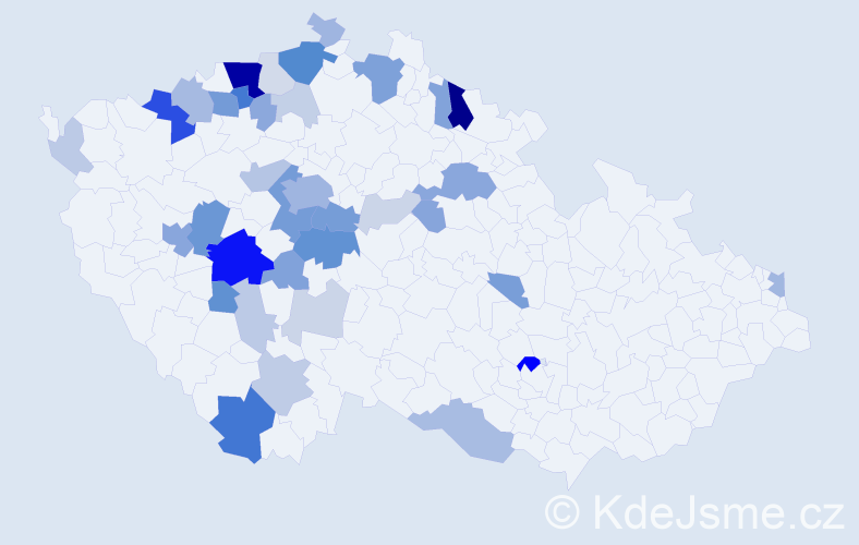 Příjmení: 'Malkovský', počet výskytů 125 v celé ČR