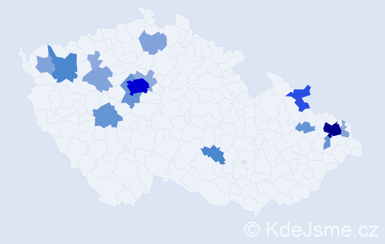 Příjmení: 'Bryndač', počet výskytů 51 v celé ČR