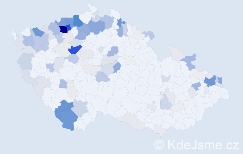 Příjmení: 'Tokár', počet výskytů 606 v celé ČR