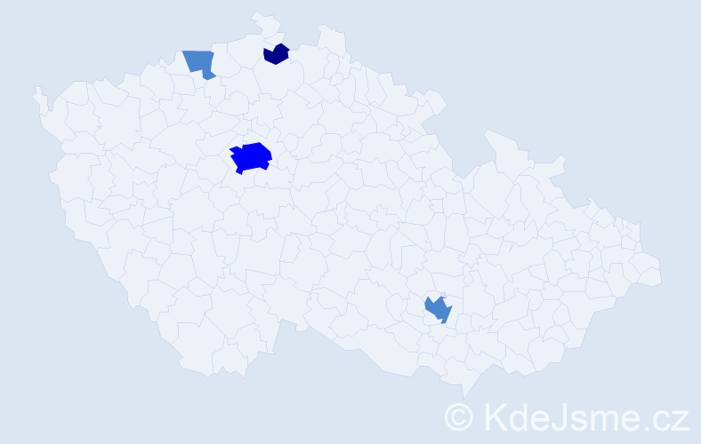 Příjmení: 'Vesely', počet výskytů 7 v celé ČR