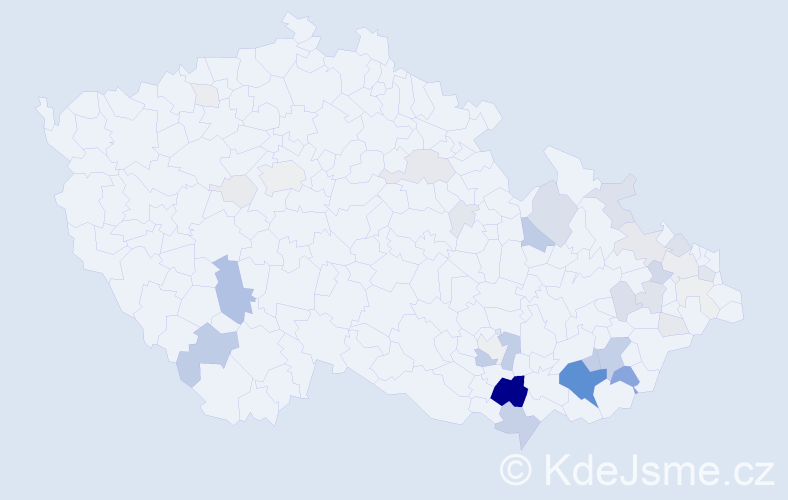 Příjmení: 'Vojtěšek', počet výskytů 163 v celé ČR