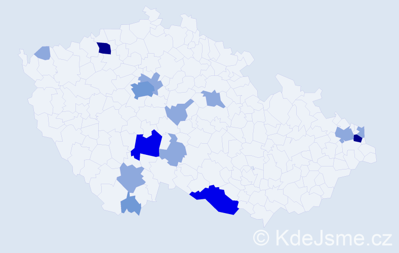 Příjmení: 'Hofferová', počet výskytů 34 v celé ČR