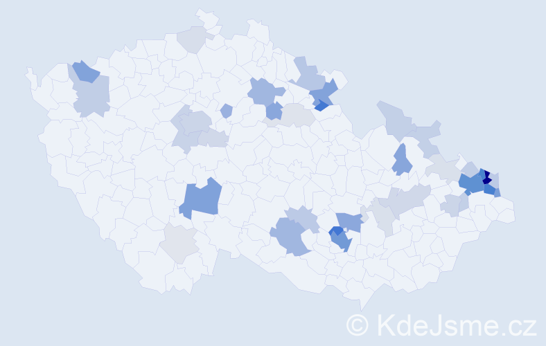 Příjmení: 'Grym', počet výskytů 134 v celé ČR