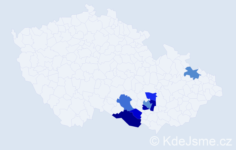 Příjmení: 'Drochytková', počet výskytů 19 v celé ČR