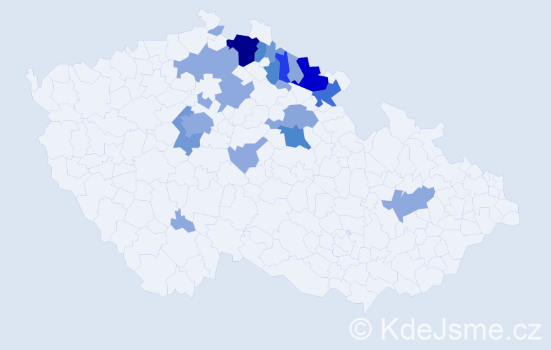 Příjmení: 'Fejklová', počet výskytů 60 v celé ČR