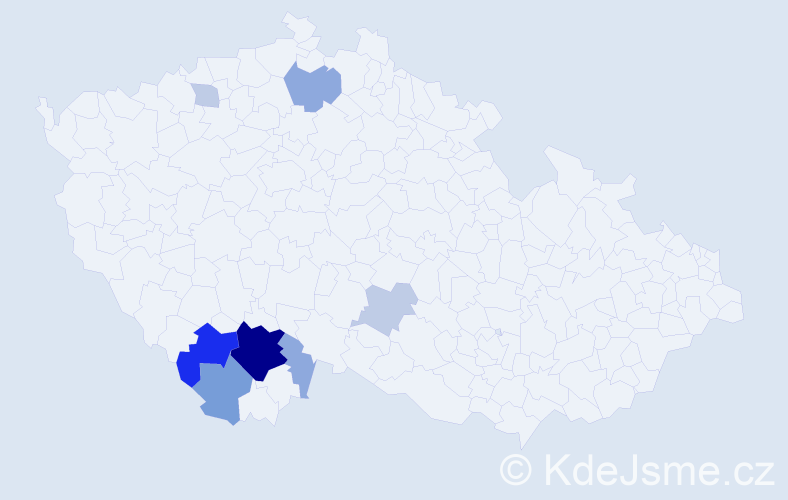 Příjmení: 'Rožboud', počet výskytů 26 v celé ČR