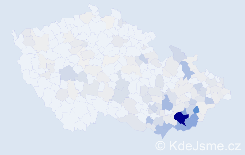 Příjmení: 'Hanáček', počet výskytů 794 v celé ČR