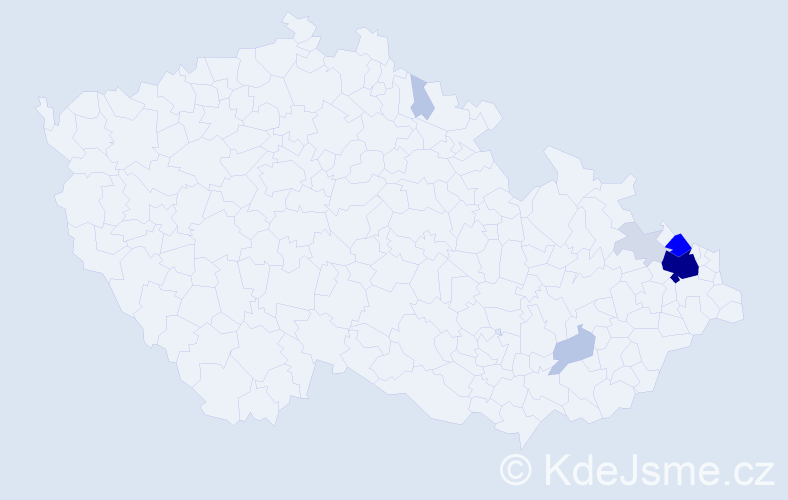 Příjmení: 'Klapcová', počet výskytů 35 v celé ČR