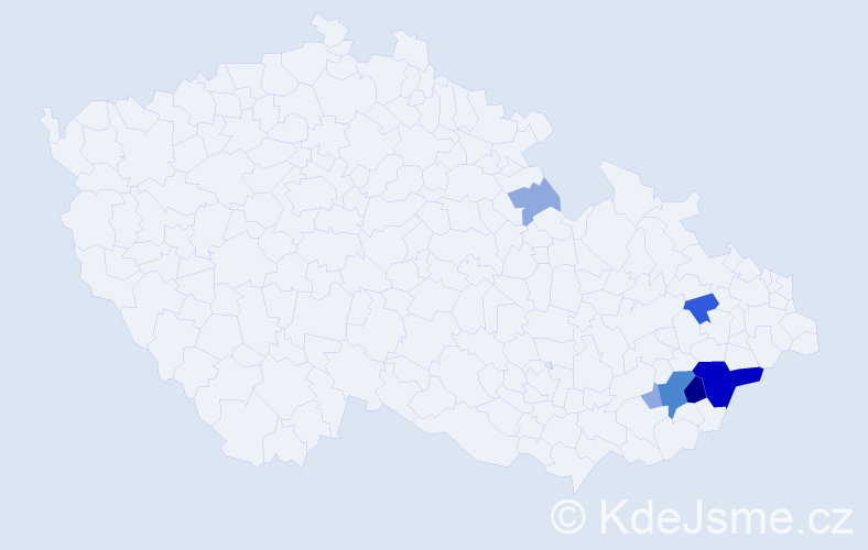 Příjmení: 'Kajšová', počet výskytů 34 v celé ČR