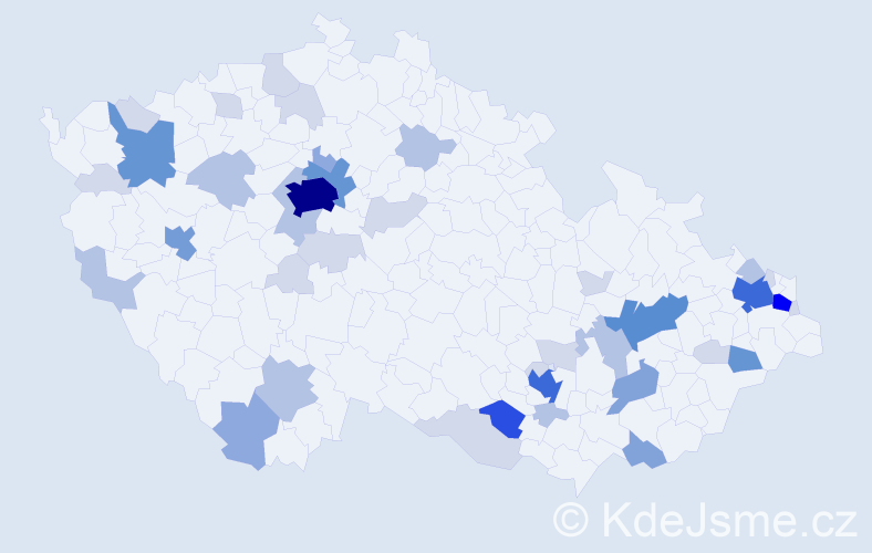 Příjmení: 'Šimša', počet výskytů 132 v celé ČR