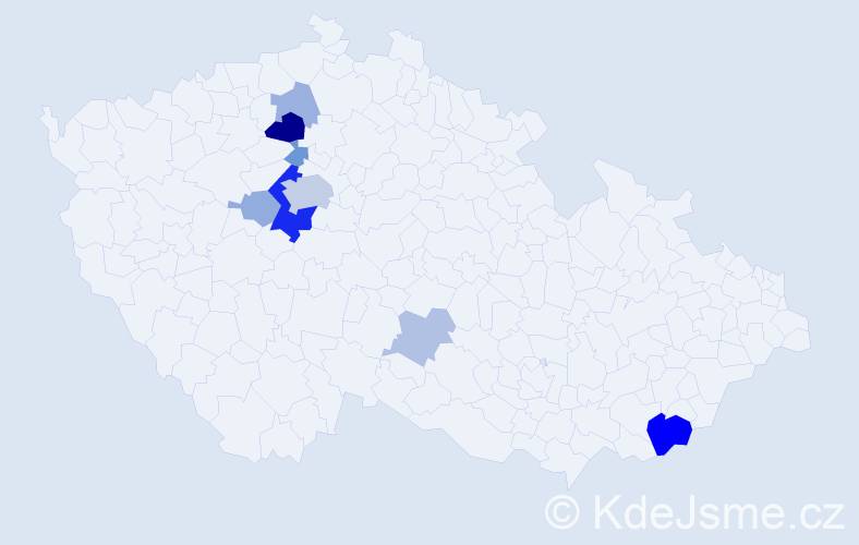 Příjmení: 'Kouša', počet výskytů 23 v celé ČR