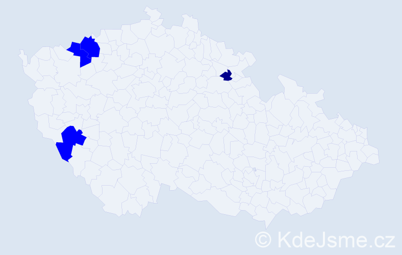 Příjmení: 'Velacko', počet výskytů 5 v celé ČR