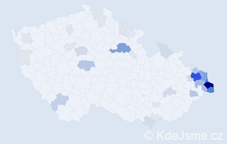 Příjmení: 'Bury', počet výskytů 169 v celé ČR
