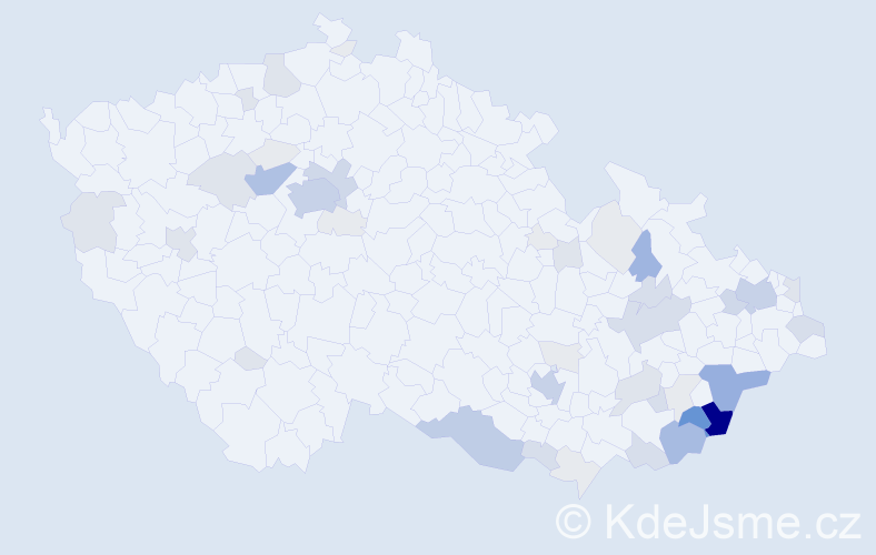 Příjmení: 'Pinďáková', počet výskytů 195 v celé ČR