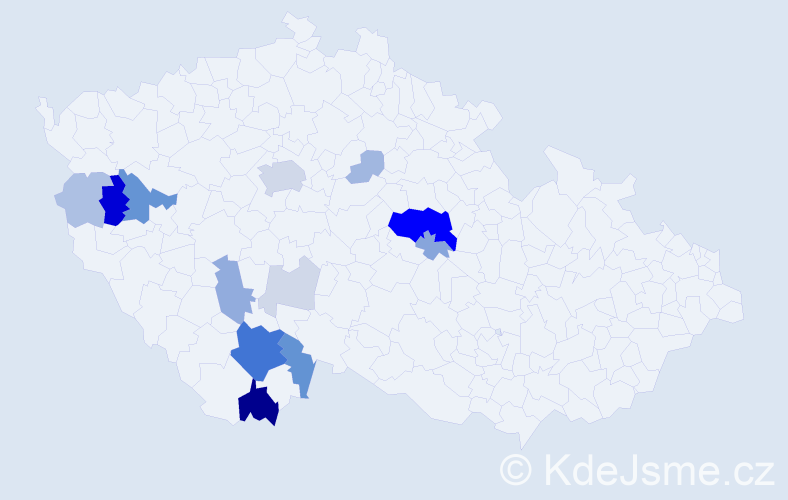 Příjmení: 'Tvrzická', počet výskytů 52 v celé ČR