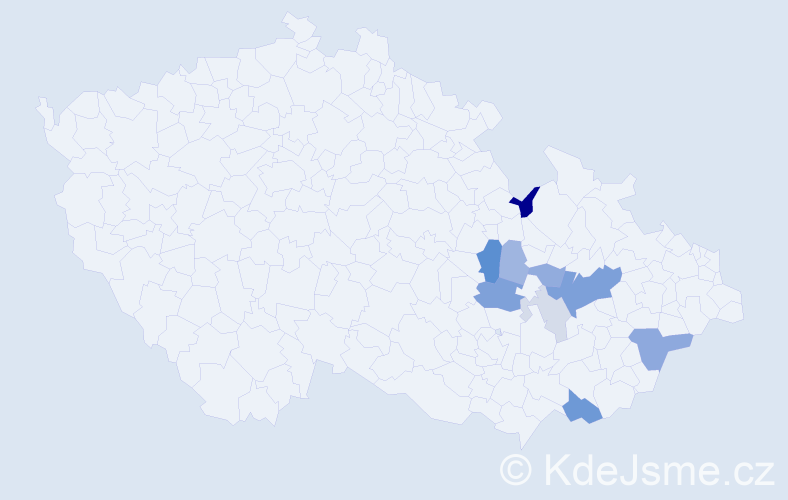 Příjmení: 'Šnevajsová', počet výskytů 24 v celé ČR