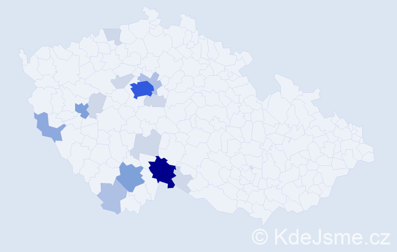 Příjmení: 'Tipplová', počet výskytů 45 v celé ČR