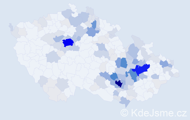 Příjmení: 'Crha', počet výskytů 566 v celé ČR