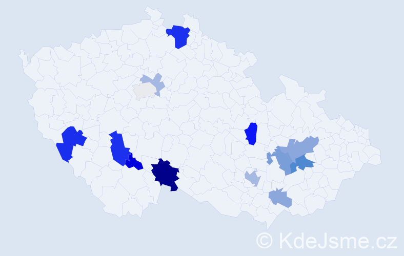 Příjmení: 'Kišacová', počet výskytů 32 v celé ČR