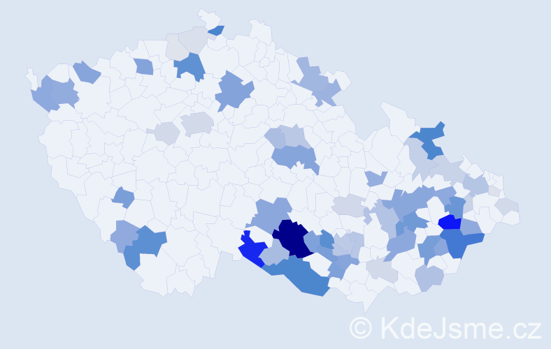 Příjmení: 'Hambálek', počet výskytů 205 v celé ČR