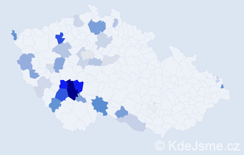 Příjmení: 'Mála', počet výskytů 88 v celé ČR