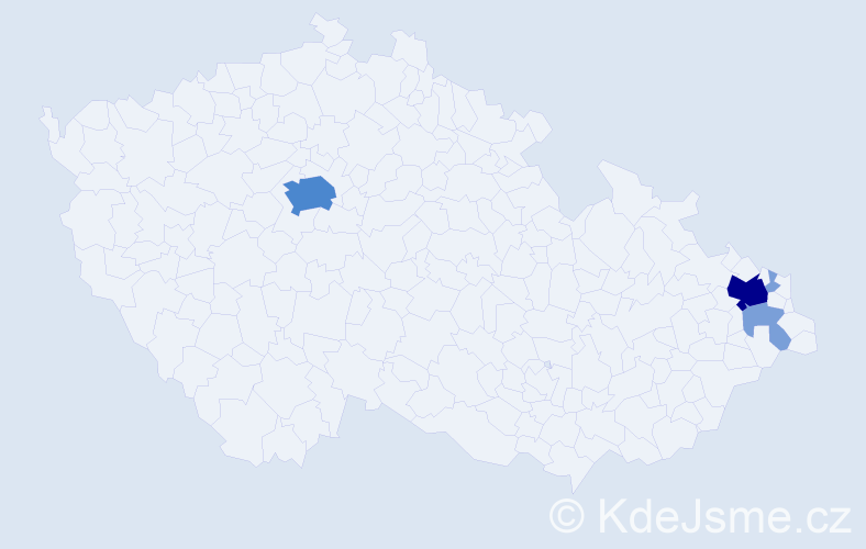 Příjmení: 'Kuras', počet výskytů 14 v celé ČR
