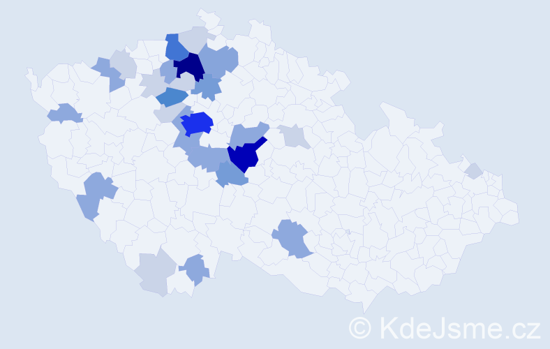 Příjmení: 'Mikyna', počet výskytů 84 v celé ČR