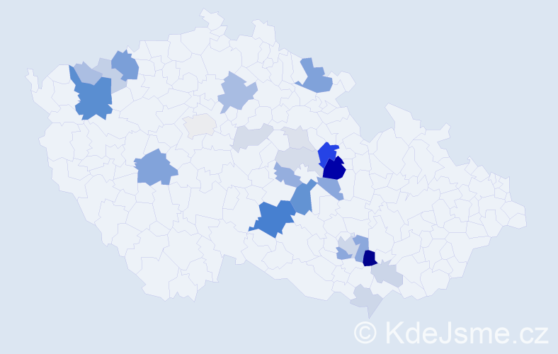 Příjmení: 'Vosmek', počet výskytů 72 v celé ČR