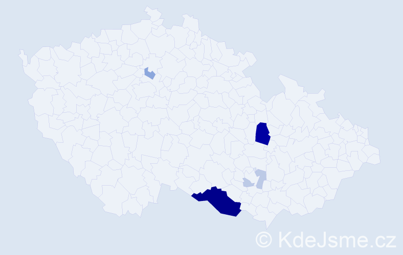 Příjmení: 'Plocr', počet výskytů 18 v celé ČR