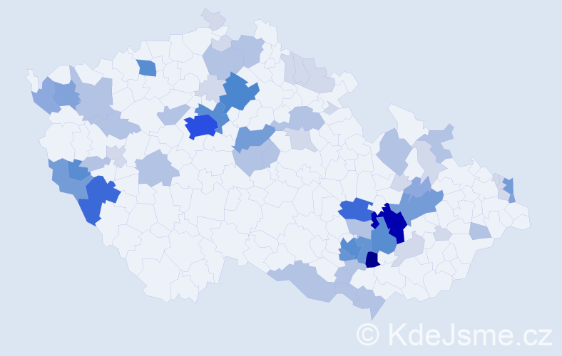 Příjmení: 'Piták', počet výskytů 196 v celé ČR