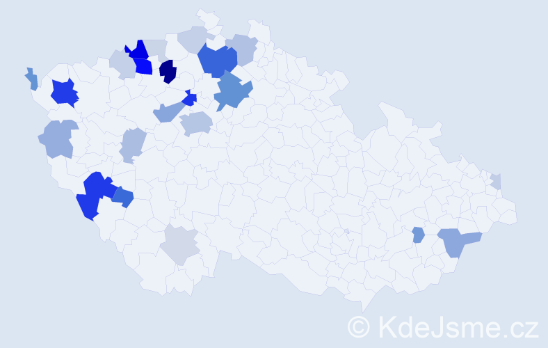 Příjmení: 'Kumbera', počet výskytů 72 v celé ČR