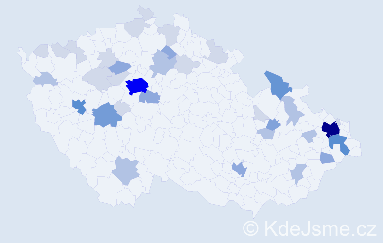 Příjmení: 'Riegel', počet výskytů 101 v celé ČR