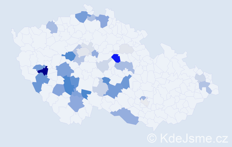 Příjmení: 'Váca', počet výskytů 111 v celé ČR