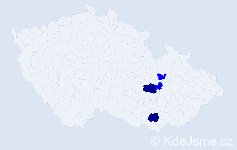 Příjmení: 'Háder', počet výskytů 6 v celé ČR
