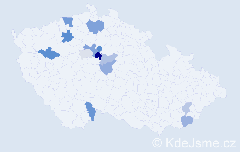 Příjmení: 'Hronček', počet výskytů 21 v celé ČR