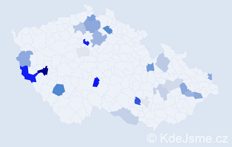 Příjmení: 'Kureková', počet výskytů 39 v celé ČR