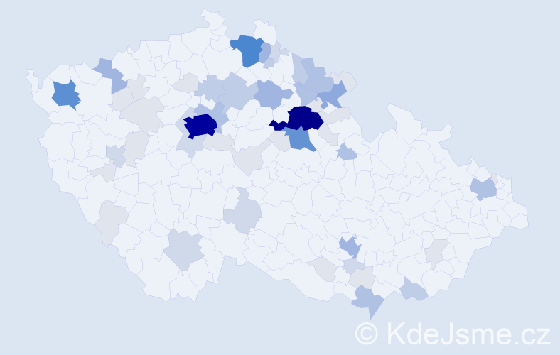 Příjmení: 'Vachek', počet výskytů 196 v celé ČR