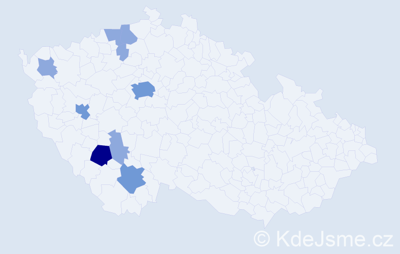 Příjmení: 'Brušák', počet výskytů 23 v celé ČR