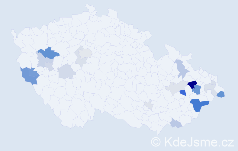 Příjmení: 'Kocúrek', počet výskytů 42 v celé ČR