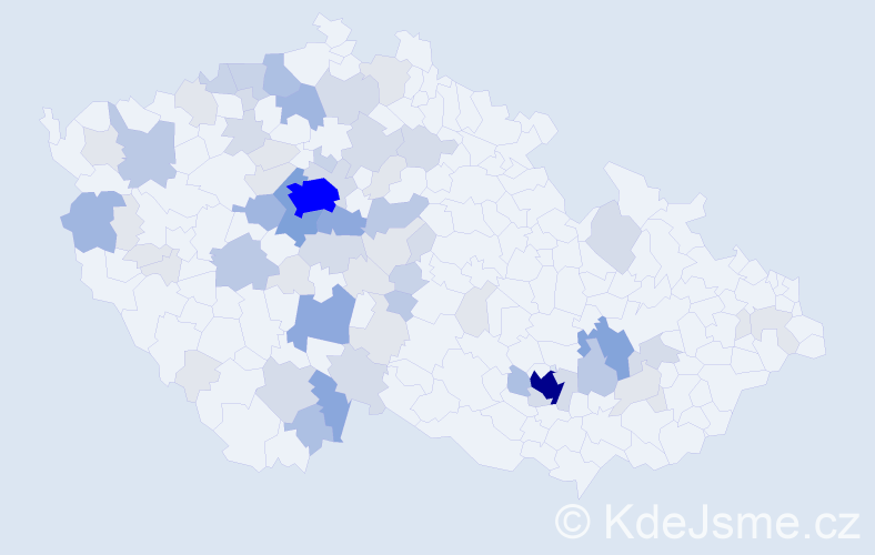 Příjmení: 'Kloc', počet výskytů 217 v celé ČR