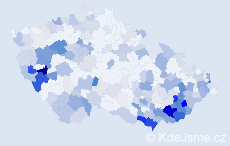 Příjmení: 'Tureček', počet výskytů 805 v celé ČR