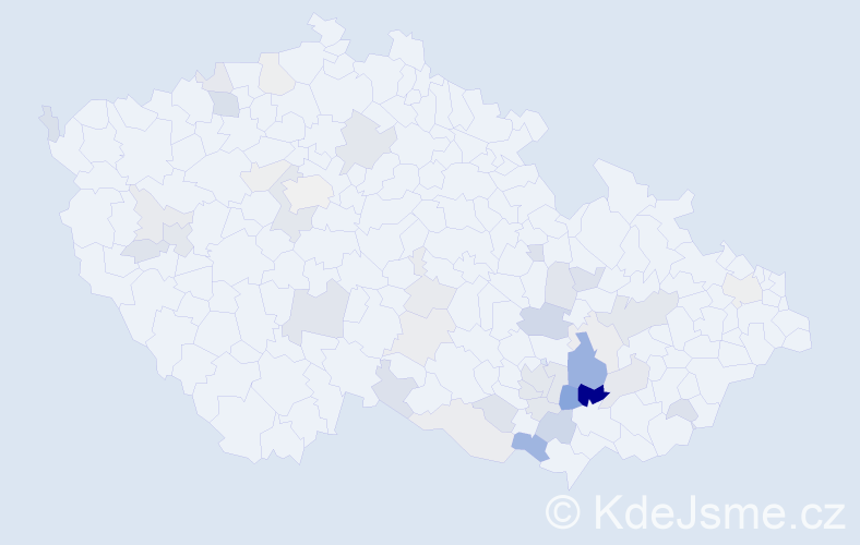 Příjmení: 'Bárková', počet výskytů 103 v celé ČR