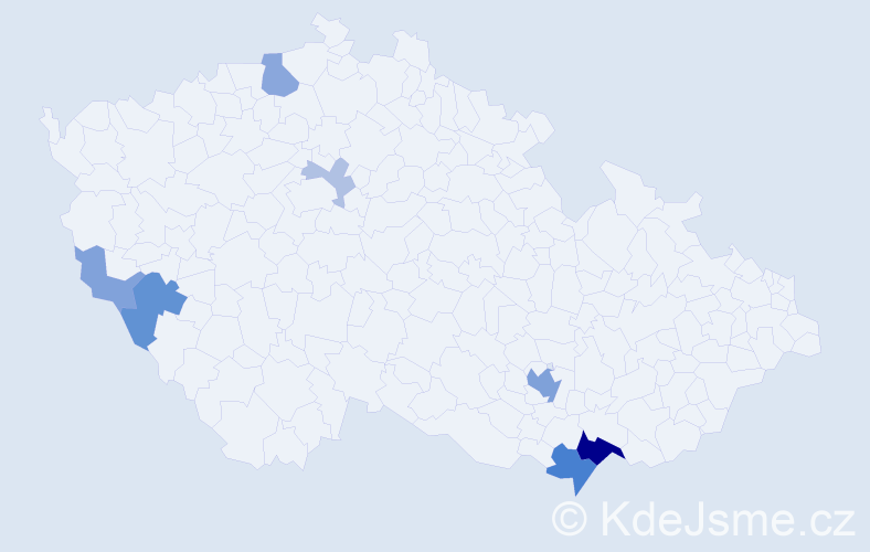 Příjmení: 'Göndörová', počet výskytů 21 v celé ČR