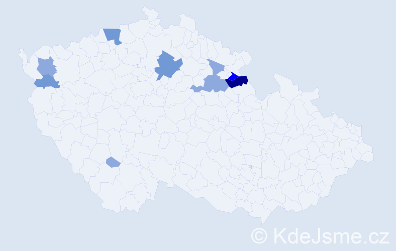Příjmení: 'Kahanec', počet výskytů 20 v celé ČR